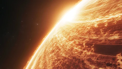 Stellar surface close-up shows illuminated plasma arc motion