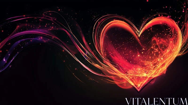 Neon Heart Energy Burst. Digital Light Sculpture.