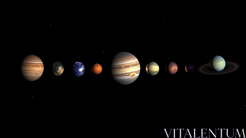 Planetary alignment visualization with exaggerated scale contrast.