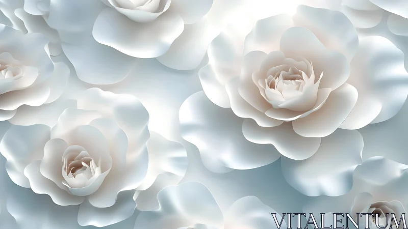 Luminous Petal Reverie: Dreamy White Roses in Ethereal Light.