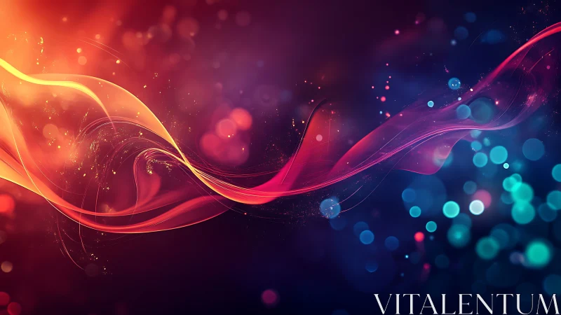 Vibrant light waves flow across a glowing cosmic gradient