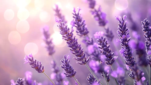 Purple lavender flowers in sharp focus with blurred background bokeh