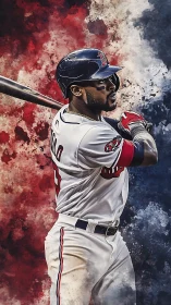 Powerful baseball slugger readies a confident game winning swing