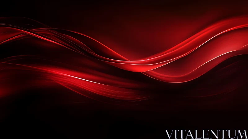 Vibrant red abstract waves on dark background, digital art style.