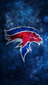 Grunge red and blue eagle emblem radiates fierce team pride