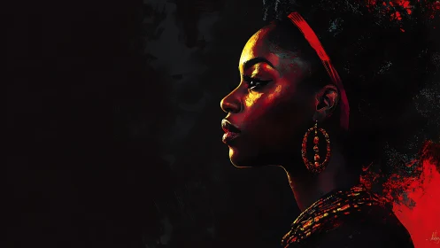 Profile portrait of woman rendered in high contrast lighting