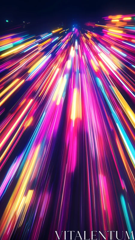 Neon chromatic light trails in deep-space perspective burst