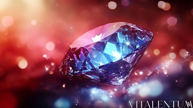 Prismatic cut gemstone rendered with high-gloss caustics and bokeh lighting