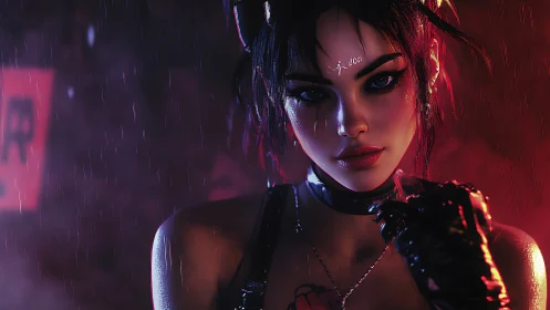 Rain-slick neon brawler stares down the night.