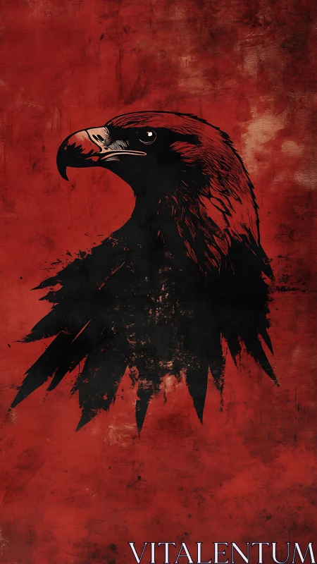 Ravenlike war eagle rises from torn shadows on red storm