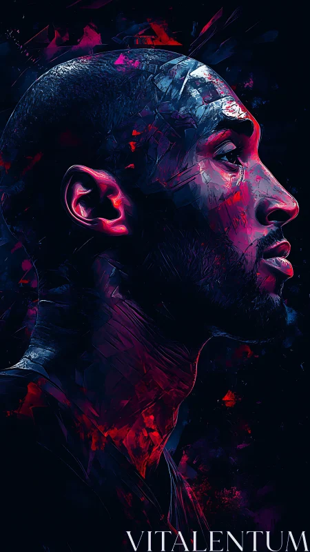 Electric neon portrait in fractured side profile glow.