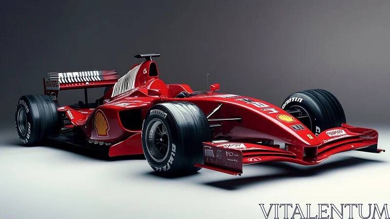 Red Formula 1 race car showcases aerodynamic precision.