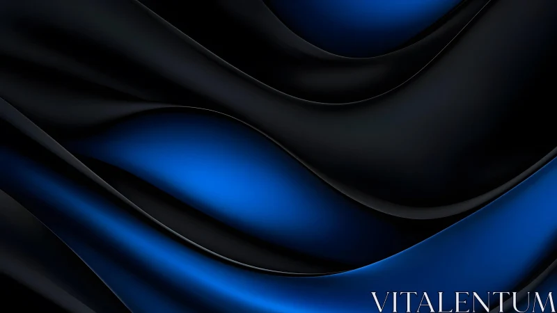 Elegant flowing abstract waves in black and blue gradient style.