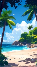 Paradise Beach Awaits Under Tropical Palms