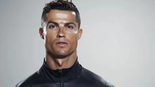 Stoic athlete stares down the lens in sleek monochrome light