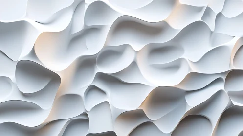 Fluid Abstract White 3D Wall Texture With Soft Lighting.
