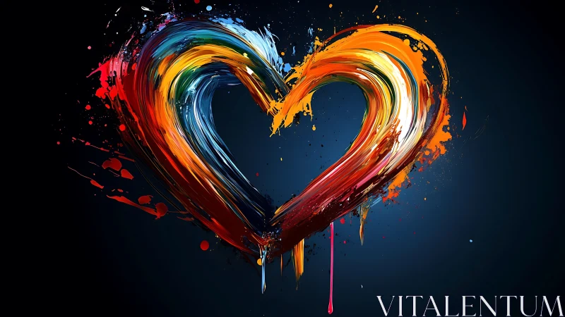 Liquid Heart: Luminous Brushstroke Passion Form.