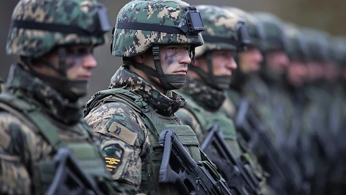 Calm determination shines in a focused military formation