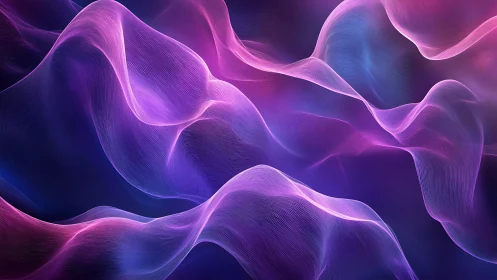 Abstract flowing waveforms in violet, pink and blue gradient.