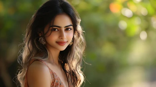 Portrait of young woman in warm natural garden light