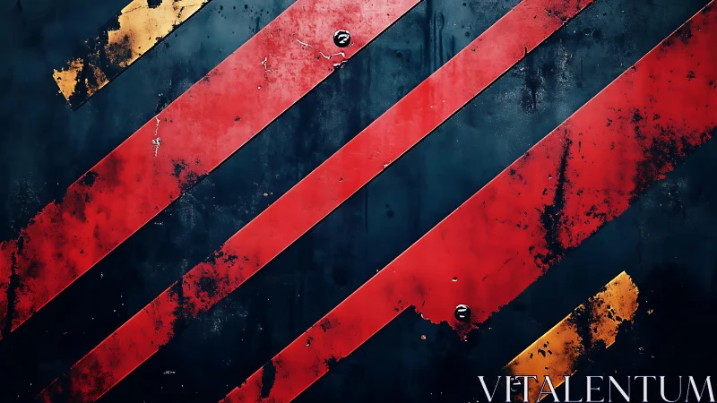 Grunge Industrial Background with Diagonal Red and Yellow Stripes.