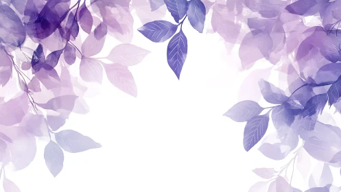 Soft watercolor foliage border in violet and lavender tones.