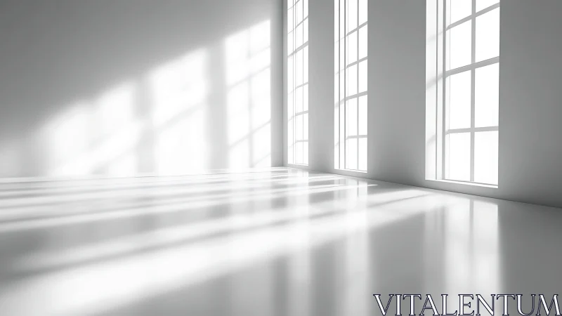 Parametric daylight gradients across polished minimal interior.