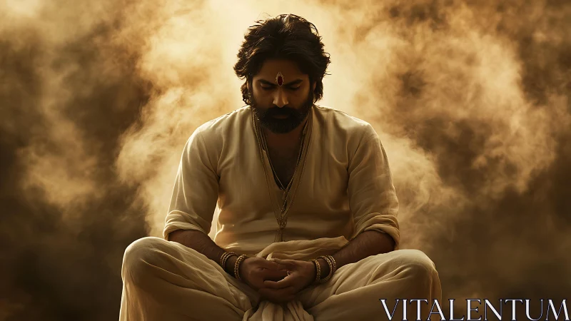 Quiet desert meditation in warm swirling golden light.