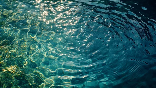 Sunlit ripples dancing across calm turquoise water.