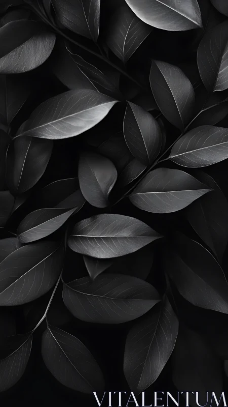Soft monochrome leaves in gentle overlapping stillness.