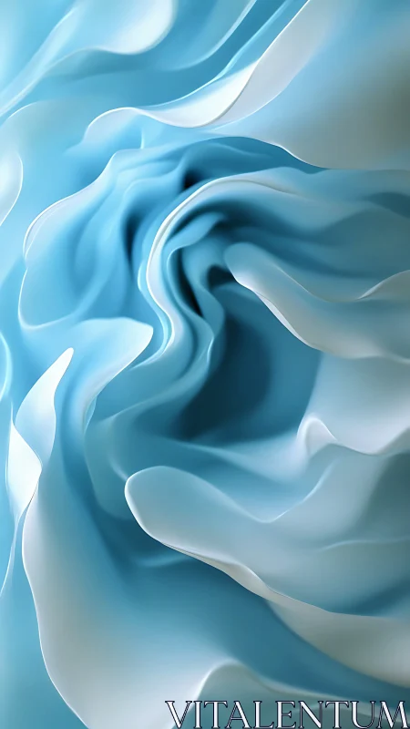 Fluid cyan folds with sculpted silky abstract contours.