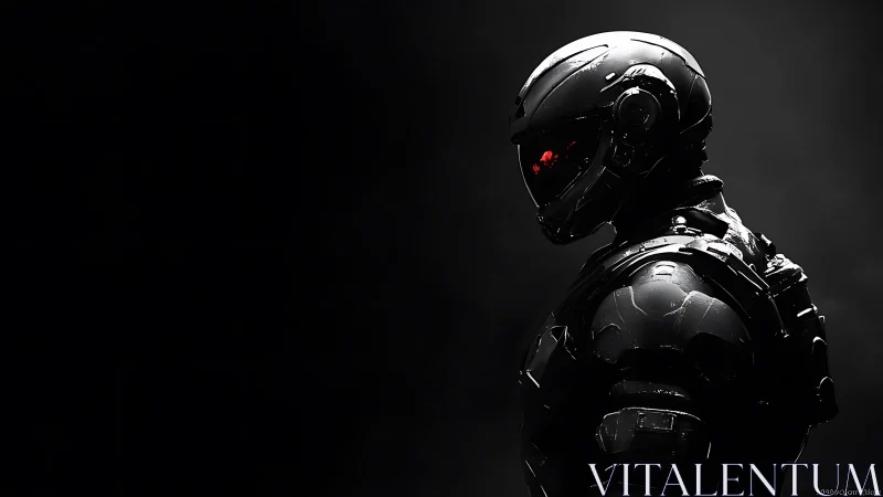 Midnight combat sentinel pauses in a storm of digital shadow