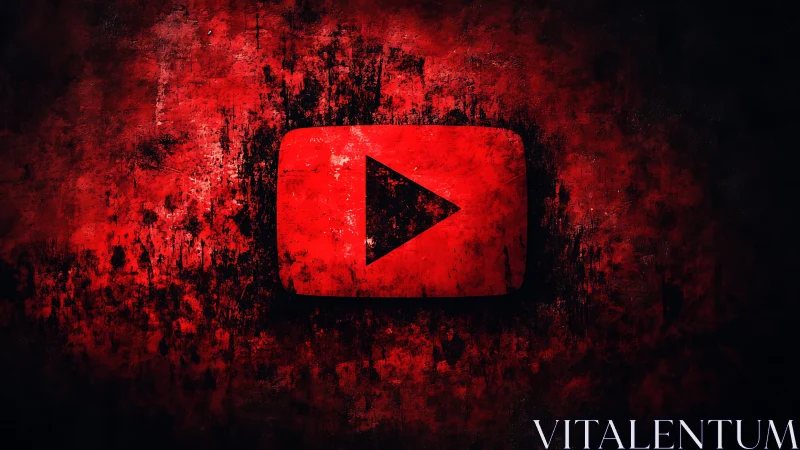 Crimson Play Button in a Grunge Inferno of Streaming Noise.