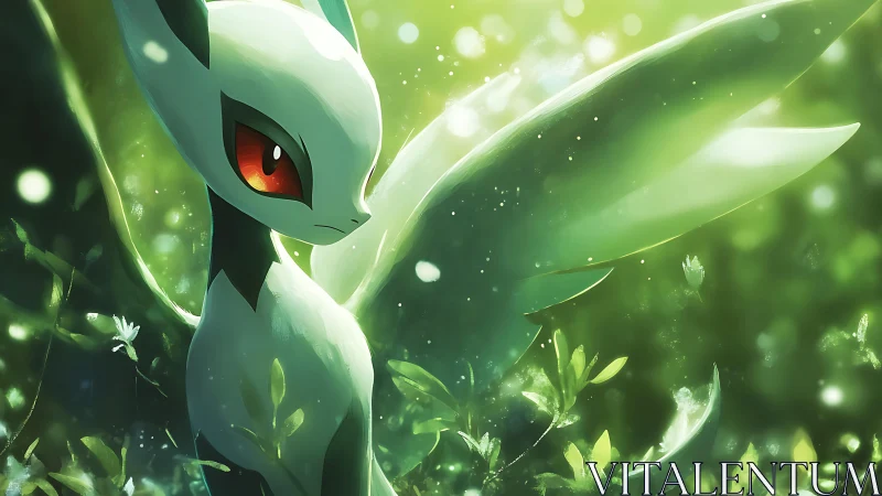 Forest spirit creature glows through luminous green mist.