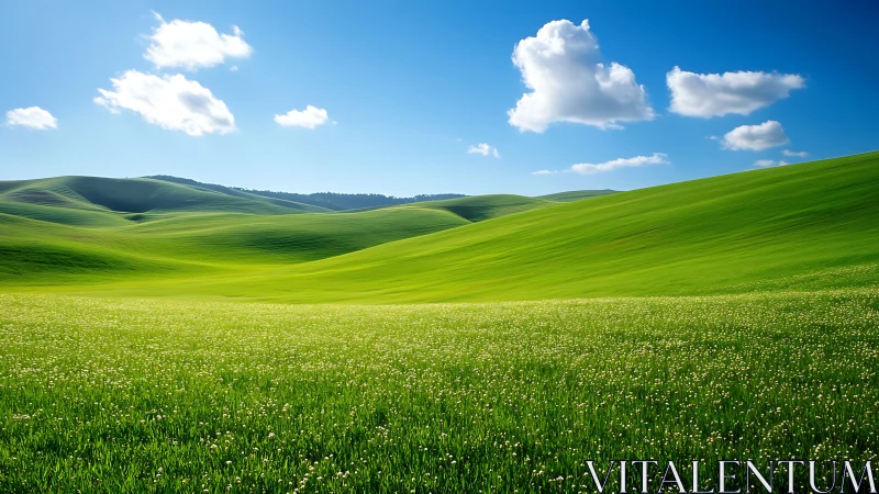 Parametric analysis of rolling grassland under cumulus sky.