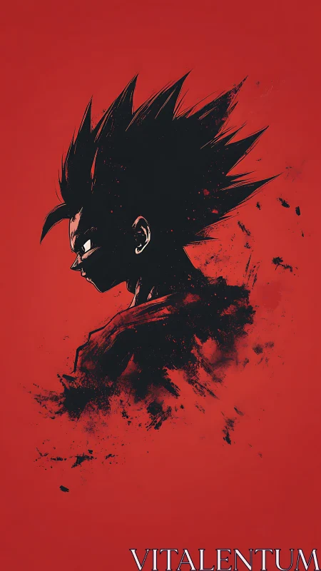 High-contrast anime silhouette with splatter dispersion profile.