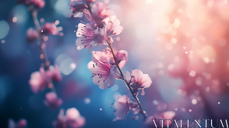 Delicate Cherry Blossoms with Bokeh Luminescence and Soft Gradient Lighting
