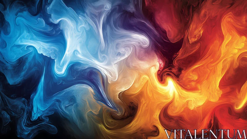 Chromatic Collision: Fire Meets Frost in Fluid Chaos.