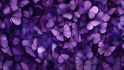 Densely Overlapping Purple Butterfly Wings Rendered with Translucent Texture Detail
