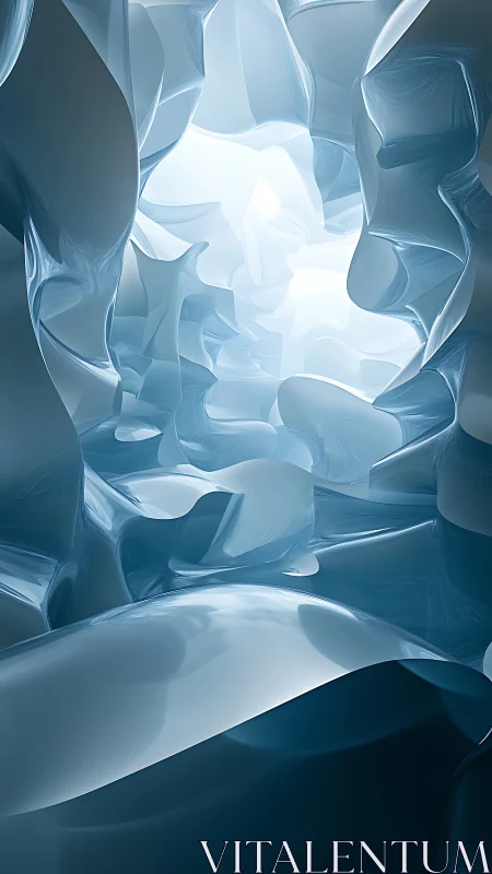 Glacial glass canyon breathing with pale northern light.