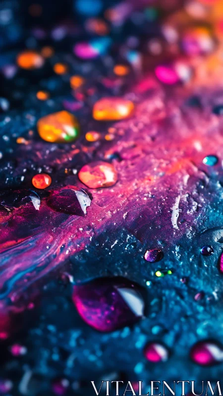Colorful droplets dancing across a glowing cosmic canvas.