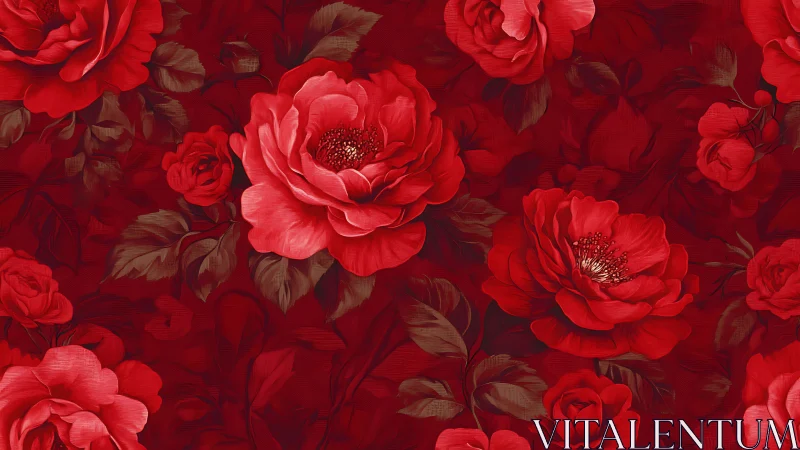 Densely Layered Red Roses: Textural Analysis of Floral Composition.