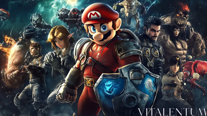 Armored hero ensemble unites in an intense cosmic battle.