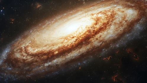 Gentle spiral galaxy glowing softly in deep space night.