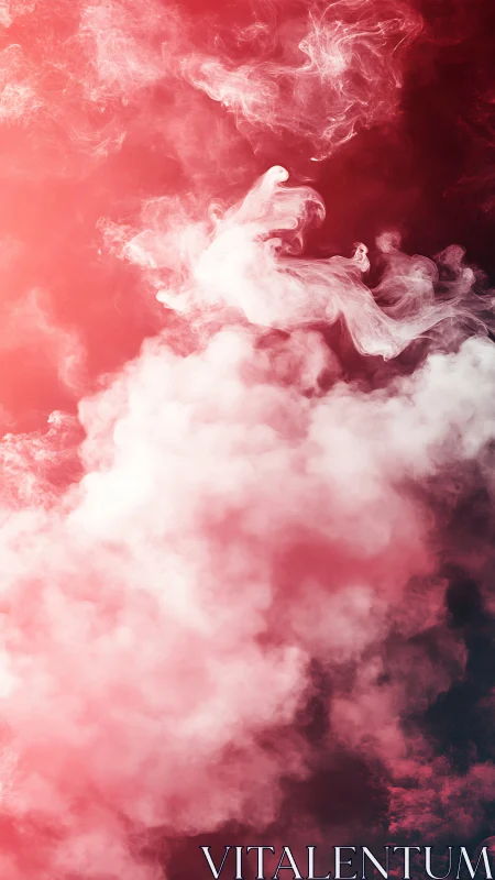 Vertical diffusion of red and white smoke plumes in portrait format.