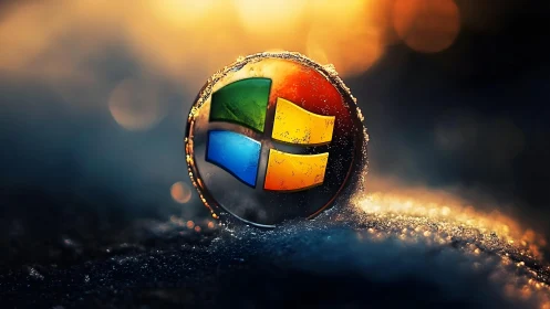 Vibrant Windows Logo Sphere in Frosty, Glowing Digital Art.