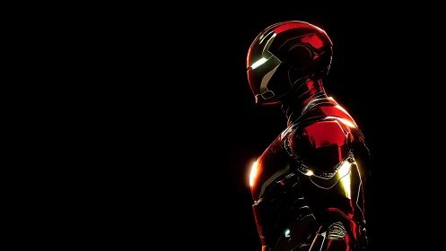 Chrome-clad sentinel burns through the void with molten light