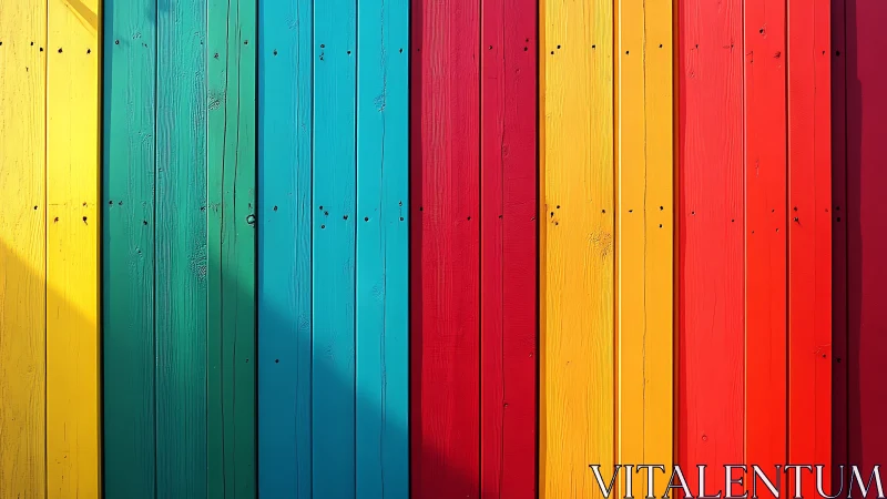 Multicolor vertical timber cladding with vibrant primary gradients.