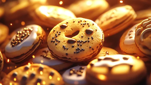 Cookie chorus glows warmly while chocolate sparks dance