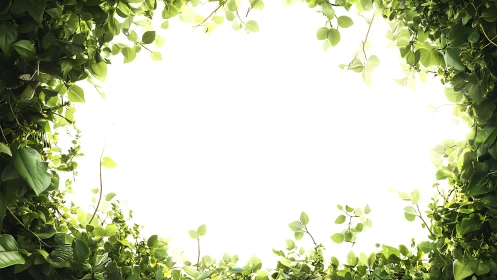 Green foliage frames a central overexposed white void